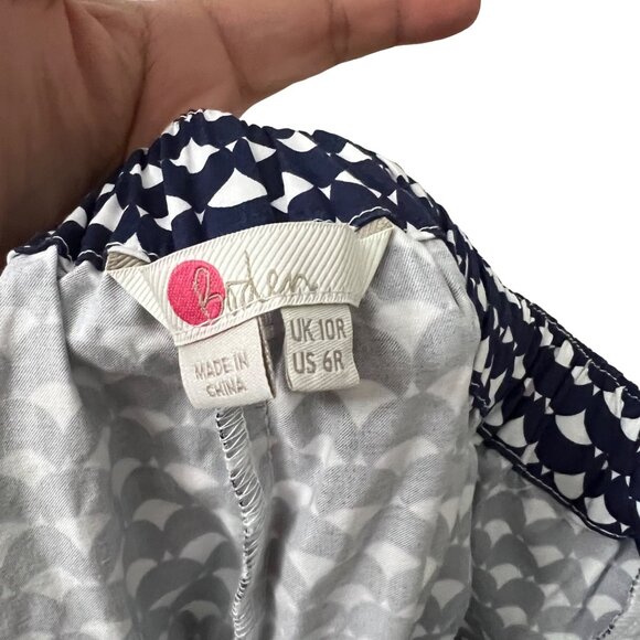 Boden Womens Navy Blue White Scallop Print Pull On Tapered Pants Size 6 Regular - Picture 6 of 7